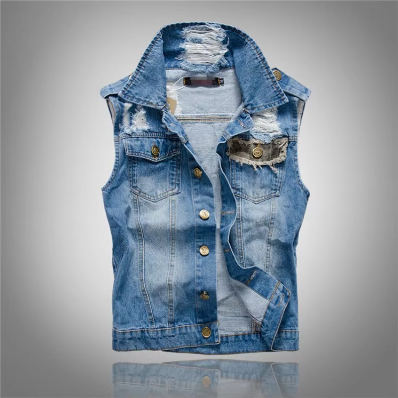 Street Fashion Style Male - سترات جينز ضيقة للرجال سترات صدرية