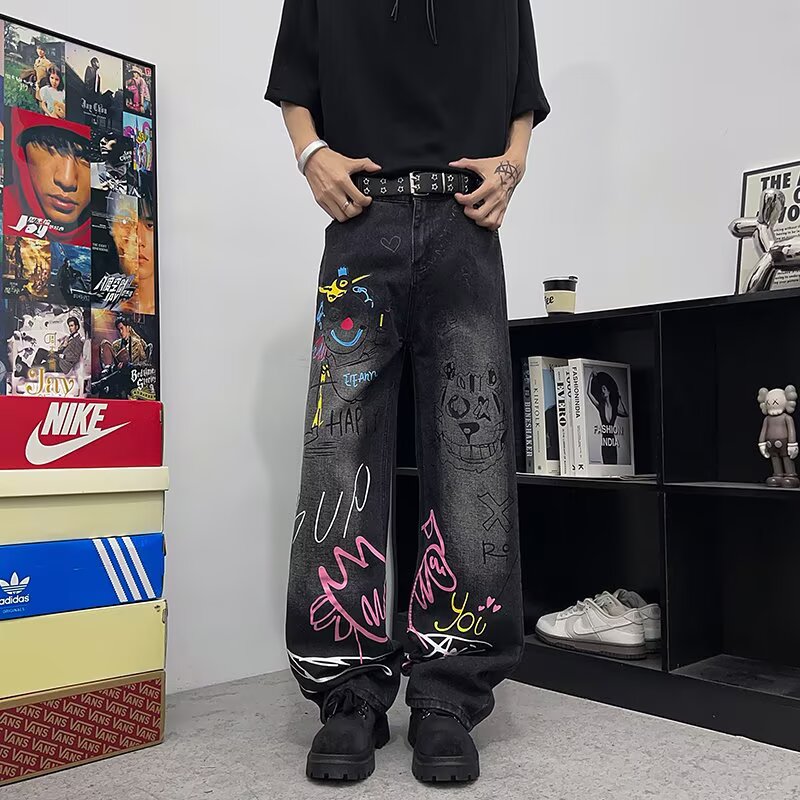 بنطلون جينز رجالي بتصميم جرافي - مراجعة Street Fashion Style Male وسعره
