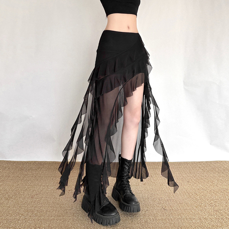 تنورة نسائية سوداء بتصميم قوطي - مراجعة Street Fashion Goth وسعره
