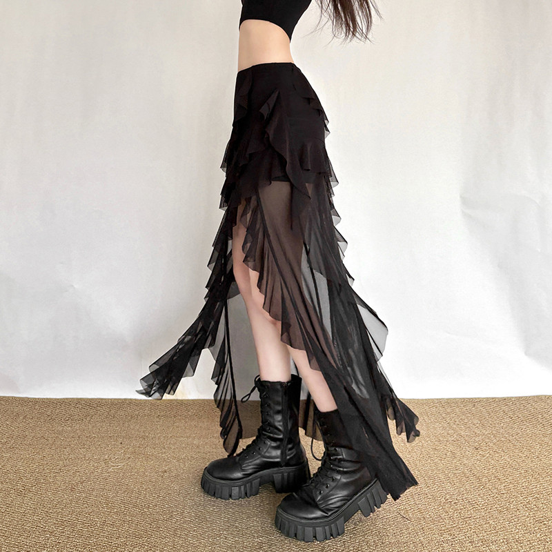 تنورة نسائية سوداء بتصميم قوطي - مراجعة Street Fashion Goth وسعره