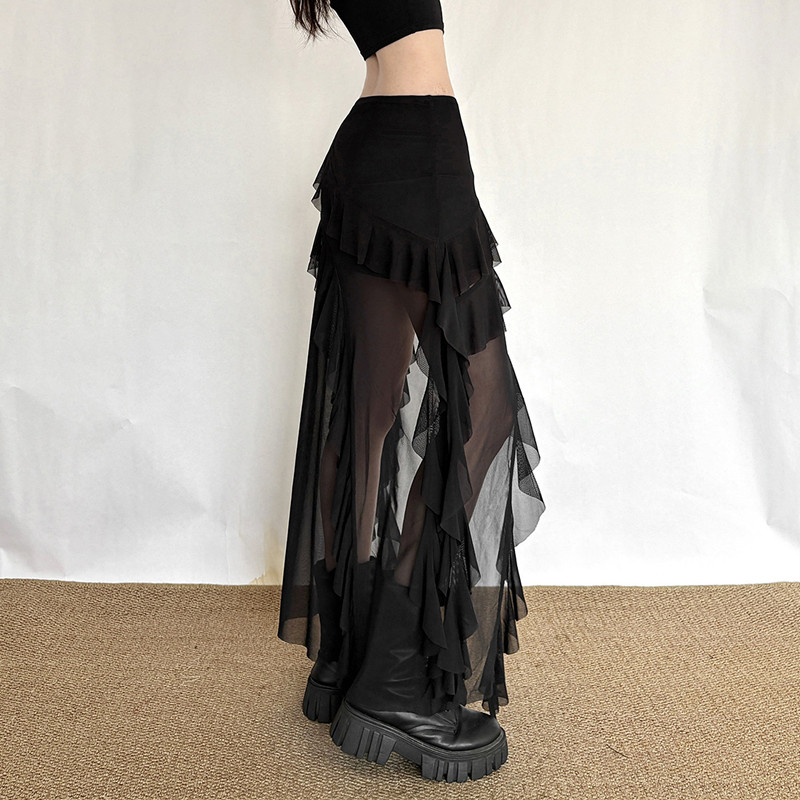 تنورة نسائية سوداء بتصميم قوطي - مراجعة Street Fashion Goth وسعره