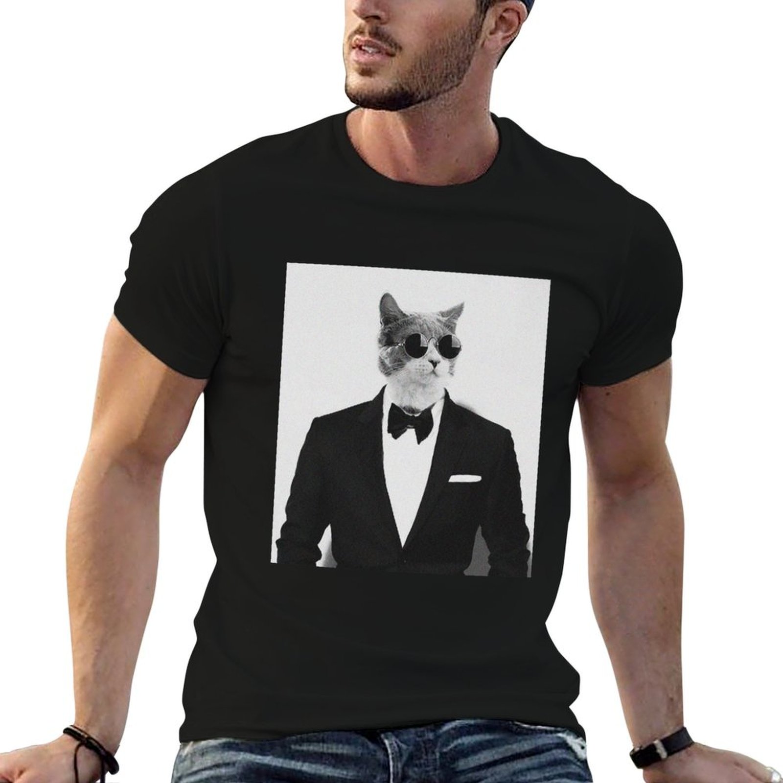 تي شيرت بطبعة قط في بدلة: تي ش - مراجعة Street Fashion Quotes وسعره