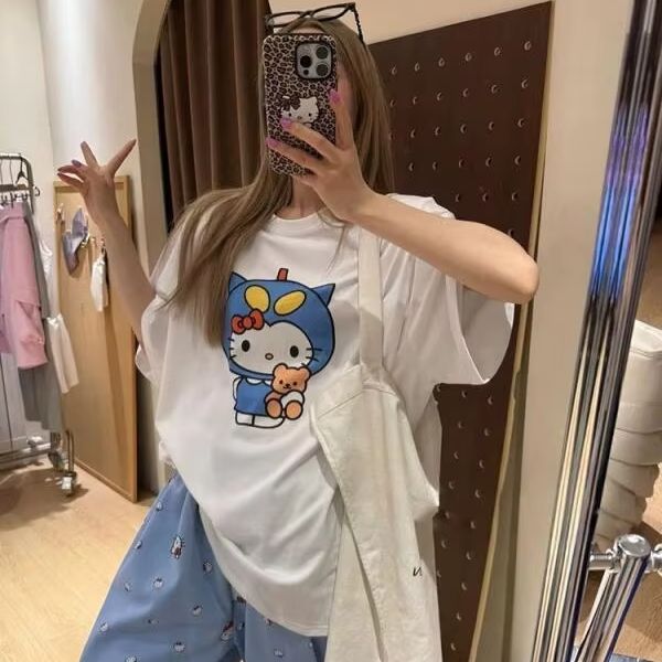 تي شيرت مطبوع عليه هالو كيتي ب - مراجعة Street Fashion Designers وسعره