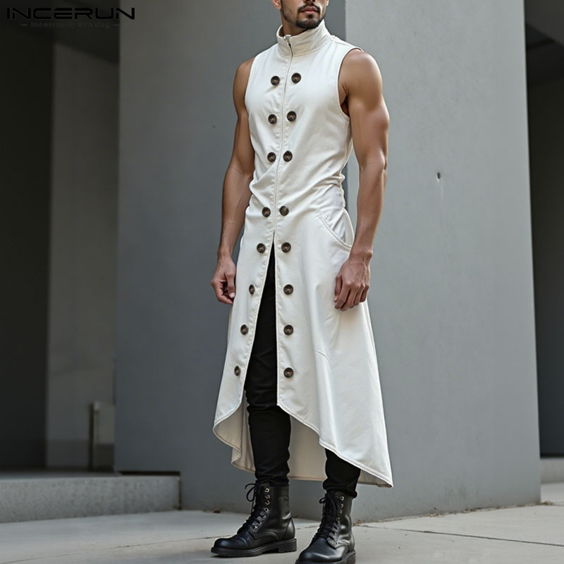 INCERUN سترات رجالية طويلة الط - مراجعة Street Fashion Style Male وسعره