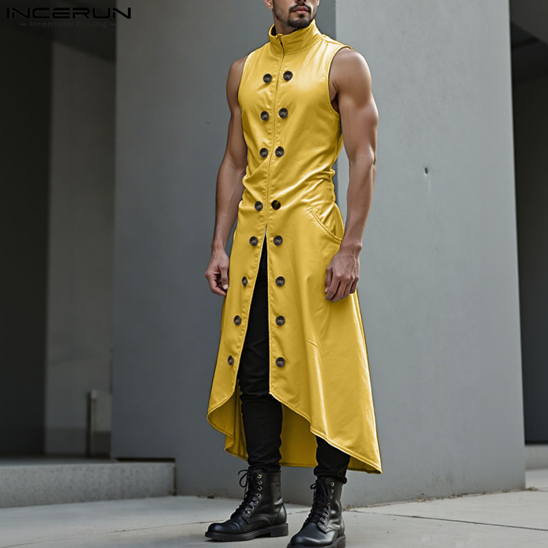 INCERUN سترات رجالية طويلة الط - مراجعة Street Fashion Style Male وسعره